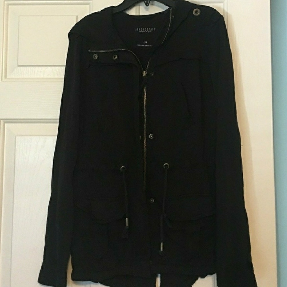 Black parka utility jacket